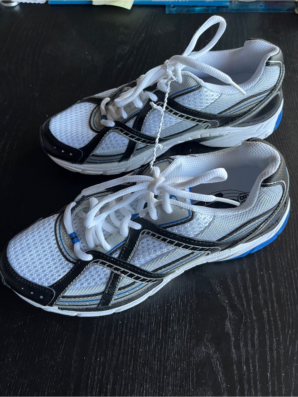 C9 Champion Men's 8.5 Athletic Running Shoes White Black Blue Leather Mesh